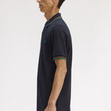 Fred Perry Twin Tipped Polo Shirt - Navy/Sport Green/Dark Caramel