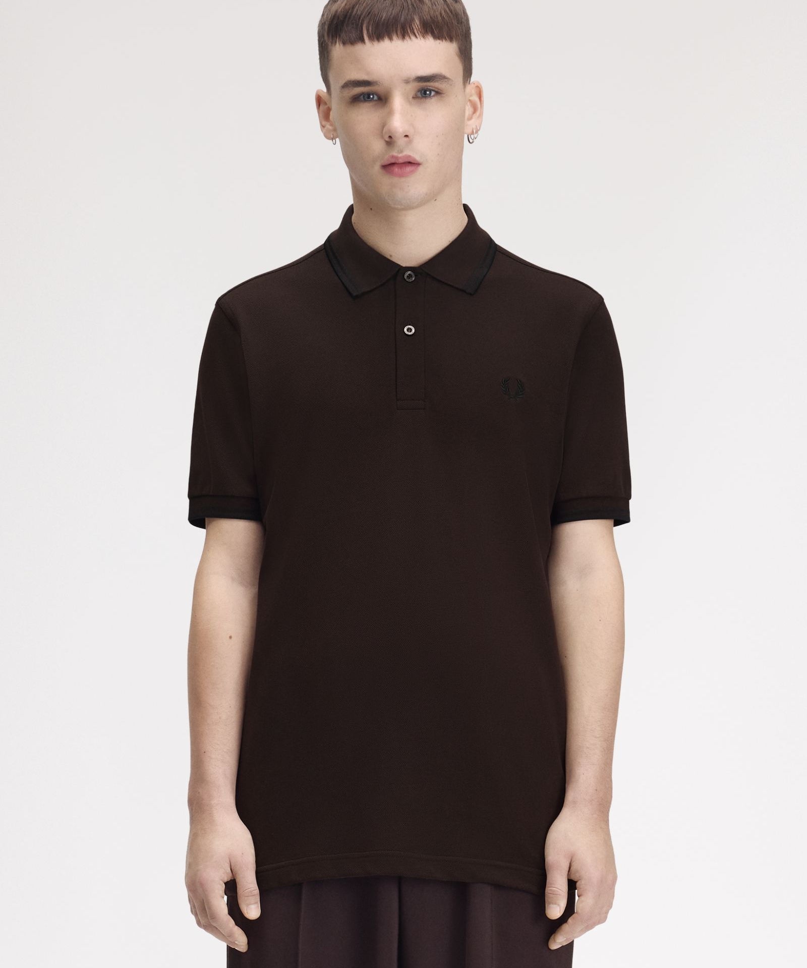 Fred Perry Twin Tipped Polo Shirt - Intense Brown/Black