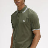 Fred Perry Twin Tipped Polo Shirt - LW Green/Ecru/Dusky Blue