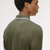 Fred Perry Twin Tipped Polo Shirt - LW Green/Ecru/Dusky Blue