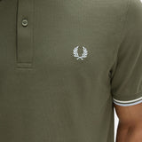 Fred Perry Twin Tipped Polo Shirt - LW Green/Ecru/Dusky Blue