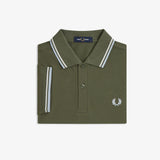 Fred Perry Twin Tipped Polo Shirt - LW Green/Ecru/Dusky Blue