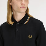 Fred Perry Twin Tipped Polo Shirt - Black/Ecru/Dark Caramel