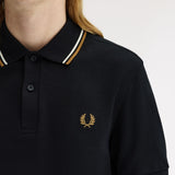 Fred Perry Twin Tipped Polo Shirt - Black/Ecru/Dark Caramel