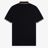 Fred Perry Twin Tipped Polo Shirt - Black/Ecru/Dark Caramel