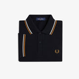 Fred Perry Twin Tipped Polo Shirt - Black/Ecru/Dark Caramel
