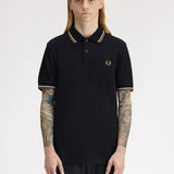 Fred Perry Twin Tipped Polo Shirt - Black/Ecru/Dark Caramel