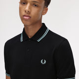 Fred Perry Twin Tipped Polo Shirt - Black/Silverblue
