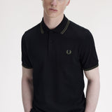 Fred Perry Twin Tipped Polo Shirt - Black/Fieldgreen
