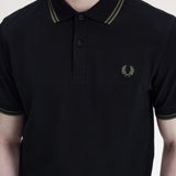 Fred Perry Twin Tipped Polo Shirt - Black/Fieldgreen