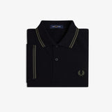 Fred Perry Twin Tipped Polo Shirt - Black/Fieldgreen