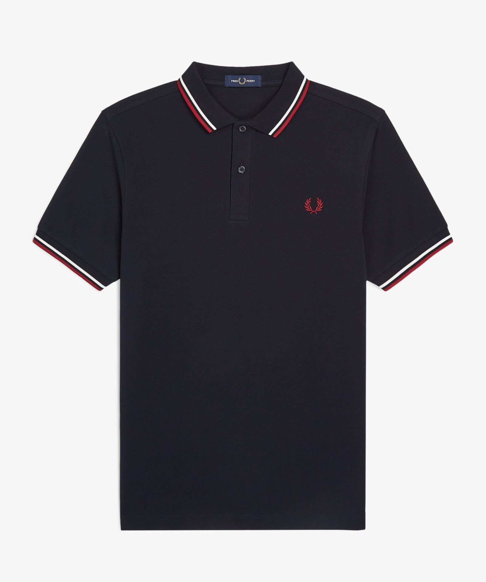 Fred Perry Twin Tipped Polo Shirt - Navy/White/Burnt Red