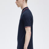 Fred Perry Twin Tipped Polo Shirt - Navy/Snow White/Burnt Red