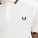 Fred Perry Twin Tipped Polo Shirt - Snow White/Burnt Red/Navy