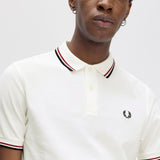 Fred Perry Twin Tipped Polo Shirt - Snow White/Burnt Red/Navy
