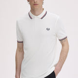 Fred Perry Twin Tipped Polo Shirt - White/Navy/Burnt Red
