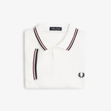 Fred Perry Twin Tipped Polo Shirt - Snow White/Burnt Red/Navy