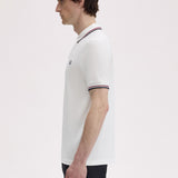 Fred Perry Twin Tipped Polo Shirt - White/Navy/Burnt Red
