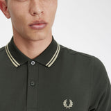 Fred Perry Twin Tipped Polo Shirt - Fieldgreen/Oatmeal