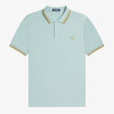 Fred Perry Twin Tipped Polo Shirt - Silver Blue/Dark Caramel