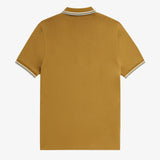 Fred Perry Twin Tipped Polo Shirt - Dark Caramel/Snow White/Silver Blue