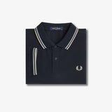 Fred Perry Twin Tipped Polo Shirt - Navy/Silver Blue/Warm Grey