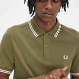 Fred Perry Twin Tipped Polo Shirt - Uniform Green/Snow White/Light Ice