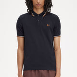 Fred Perry Twin Tipped Polo Shirt - Navy/Ecru/Nutflake