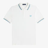 Fred Perry Twin Tipped Polo Shirt - Snow White/Warm Grey/Ocean