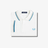 Fred Perry Twin Tipped Polo Shirt - Snow White/Warm Grey/Ocean
