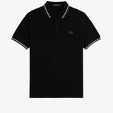 Fred Perry Twin Tipped Polo Shirt - Black/Ecru/LW Green