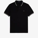 Fred Perry Twin Tipped Polo Shirt - Black/Ecru/LW Green