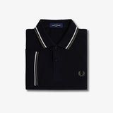 Fred Perry Twin Tipped Polo Shirt - Black/Ecru/LW Green
