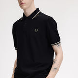 Fred Perry Twin Tipped Polo Shirt - Black/Ecru/LW Green