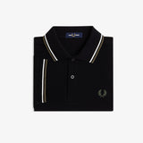 Fred Perry Twin Tipped Polo Shirt - Black/Ecru/LW Green