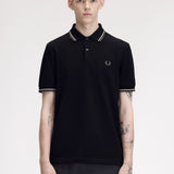 Fred Perry Twin Tipped Polo Shirt - Black/Ecru/LW Green