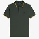 Fred Perry Twin Tipped Polo Shirt - Court Green/Honeycomb