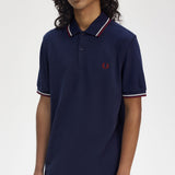 Fred Perry Twin Tipped Polo Shirt - Tennis Blue/Ecru/Oxblood