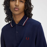 Fred Perry Twin Tipped Polo Shirt - Tennis Blue/Ecru/Oxblood