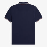 Fred Perry Twin Tipped Polo Shirt - Tennis Blue/Ecru/Oxblood