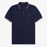Fred Perry Twin Tipped Polo Shirt - Tennis Blue/Ecru/Oxblood