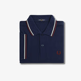 Fred Perry Twin Tipped Polo Shirt - Tennis Blue/Ecru/Oxblood
