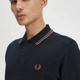 Fred Perry Twin Tipped Polo Shirt - Navy/Cinnamon