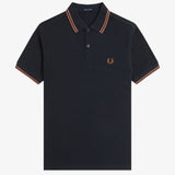 Fred Perry Twin Tipped Polo Shirt - Navy/Cinnamon