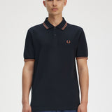 Fred Perry Twin Tipped Polo Shirt - Navy/Cinnamon