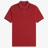 Fred Perry Twin Tipped Polo Shirt - Burnt Red/Navy