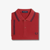Fred Perry Twin Tipped Polo Shirt - Burnt Red/Navy