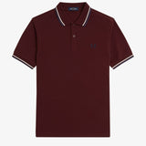 Fred Perry Twin Tipped Polo Shirt - Oxblood/Ecru/Tennis Blue