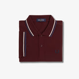 Fred Perry Twin Tipped Polo Shirt - Oxblood/Ecru/Tennis Blue