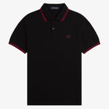 Fred Perry Twin Tipped Polo Shirt - Black/Burnt Red